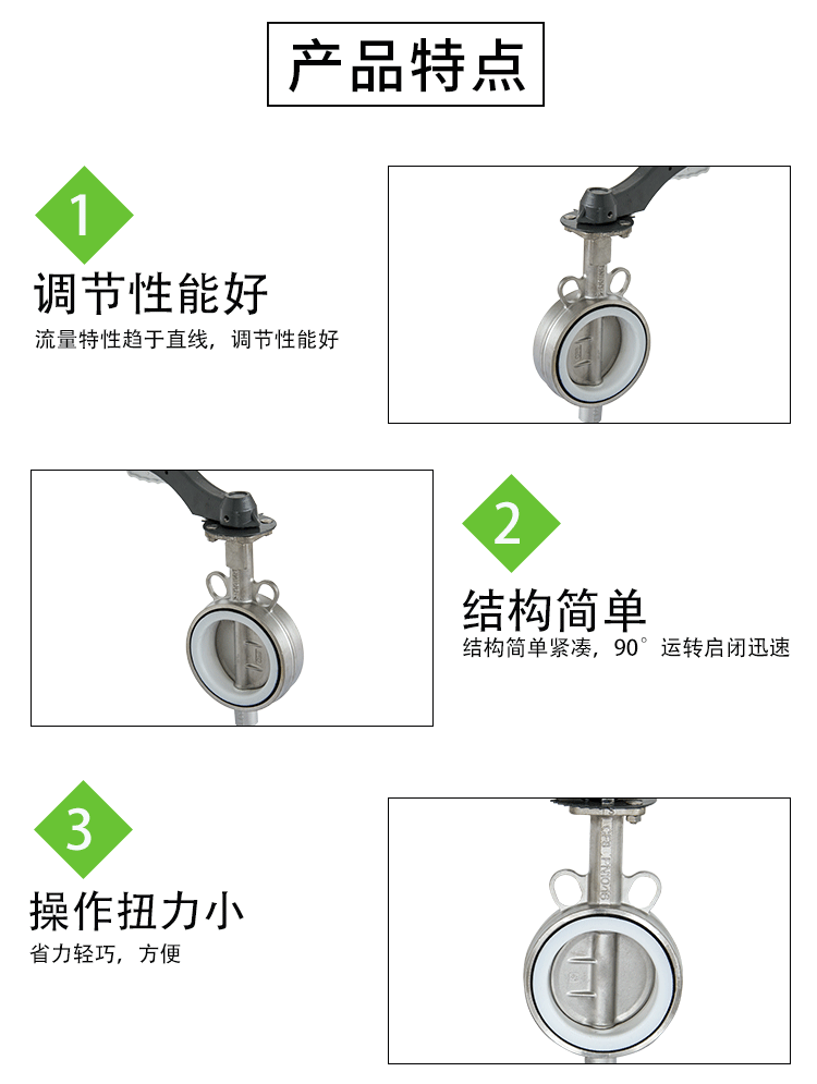 手動對夾蝶閥特點