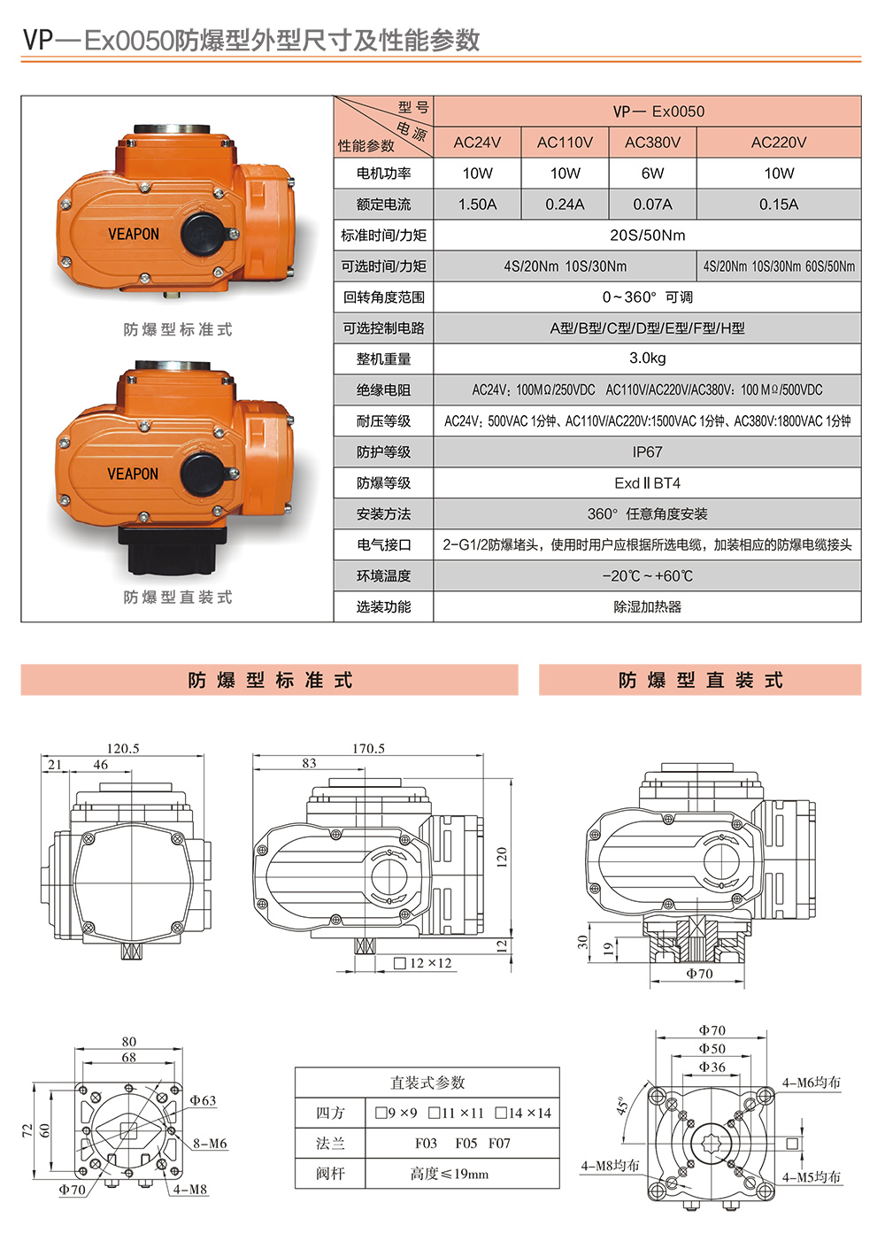 VEAPON防爆執(zhí)行器參數