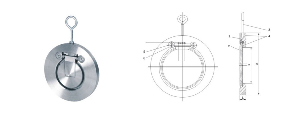 對(duì)夾式單瓣止回閥結(jié)構(gòu)圖